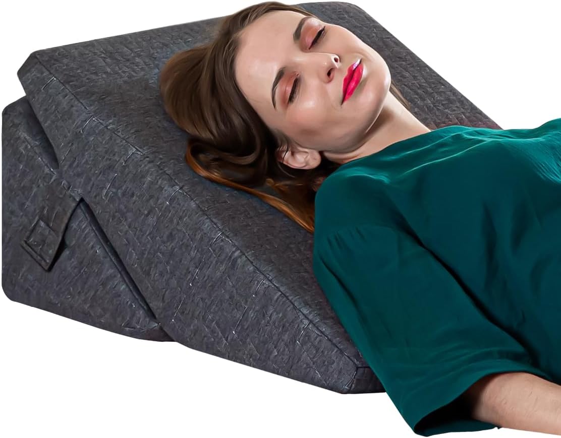 The White Willow Orthopedic Memory Foam Extra Large Adjustable Bed Wedge Pillow for Back Support, Acid Reflux, Leg Support and Elevation with Removable Cover (28" L x 24" W x 12" H Inches)- Grey