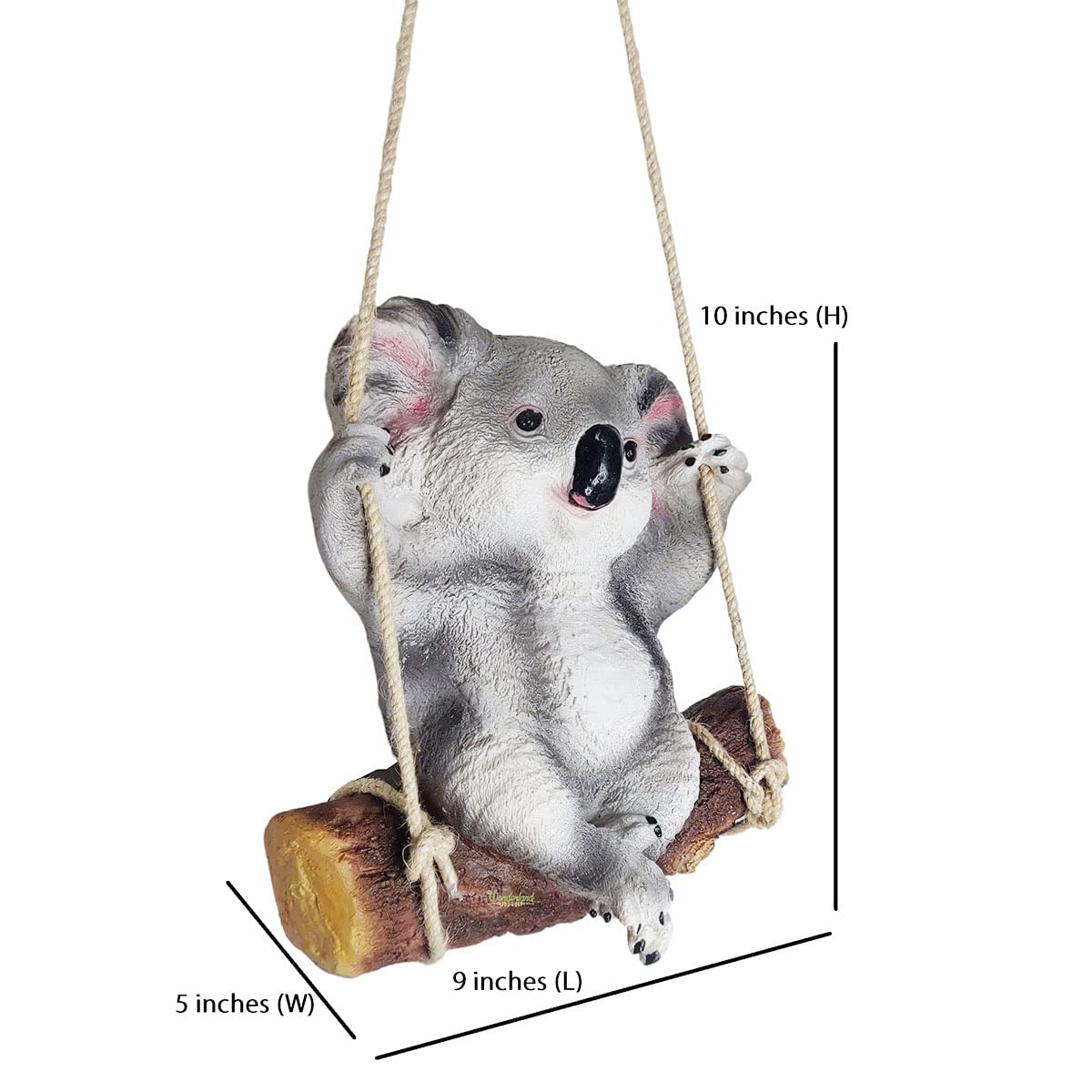 Wonderland Resin Koala on Swing Hanging Decoration for Your Home Showpiece, Garden, Terrace and Balcony (9 x 5 x 10 Inch, Multicolour) 2