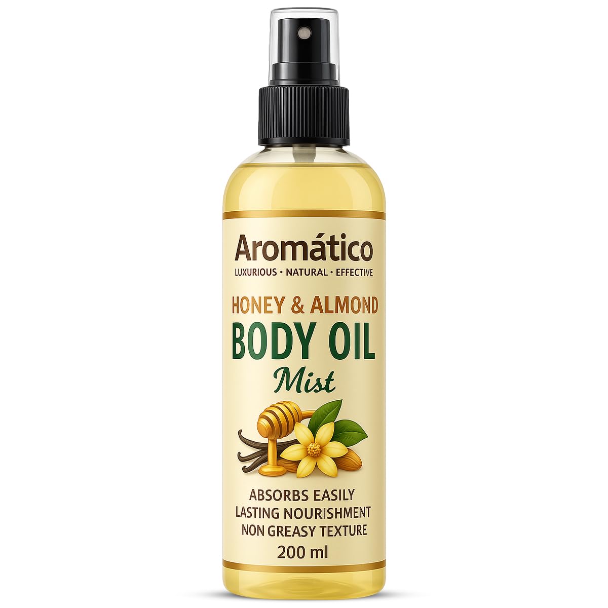 - Honey & Almond Body Oil Mist for Women - 200ml | Non-Sticky Formula for Daily Use After Bath, Absorbs Easily | For Nourished, Glowing Skin in the Winters | Cozy & Creamy Fragrance