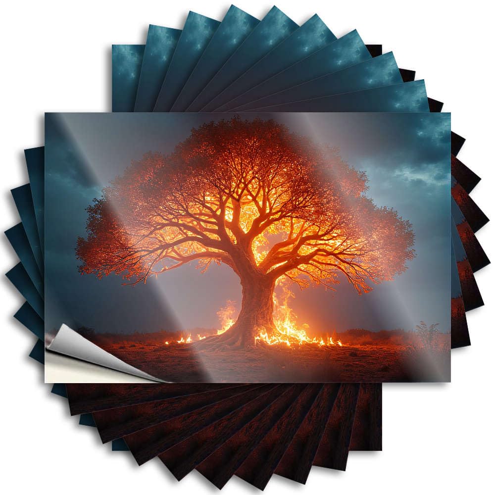 Personalized, Tattoo Funny Tumbler Quote Stickers, Fire No Residue Decals for Luggage | Billiards Party Favor Custom A Large Tree is Engulfed in Flames(12X18CM)