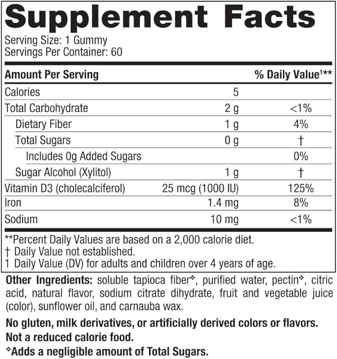 Zero Sugar Vitamin D3 1000 IU Gummies (Wild Berry)