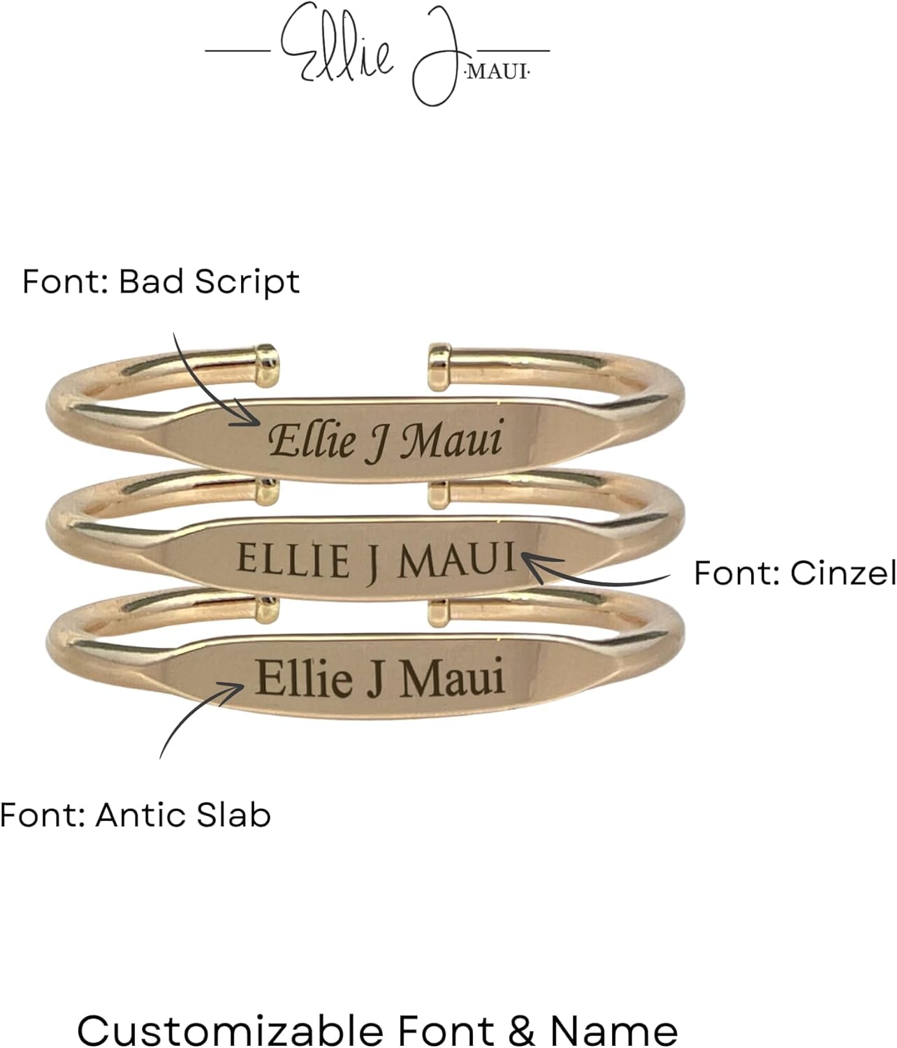 Ellie J Maui Personalized 14K Gold Filled Baby Bracelet - Custom ID Cuff for Baby Jewelry, NOT GOLD PLATED, Elegant Gold Bracelet for Baby Boy or Baby Girl, Perfect for Infants and Toddlers (Personalized, Gold, Infant)