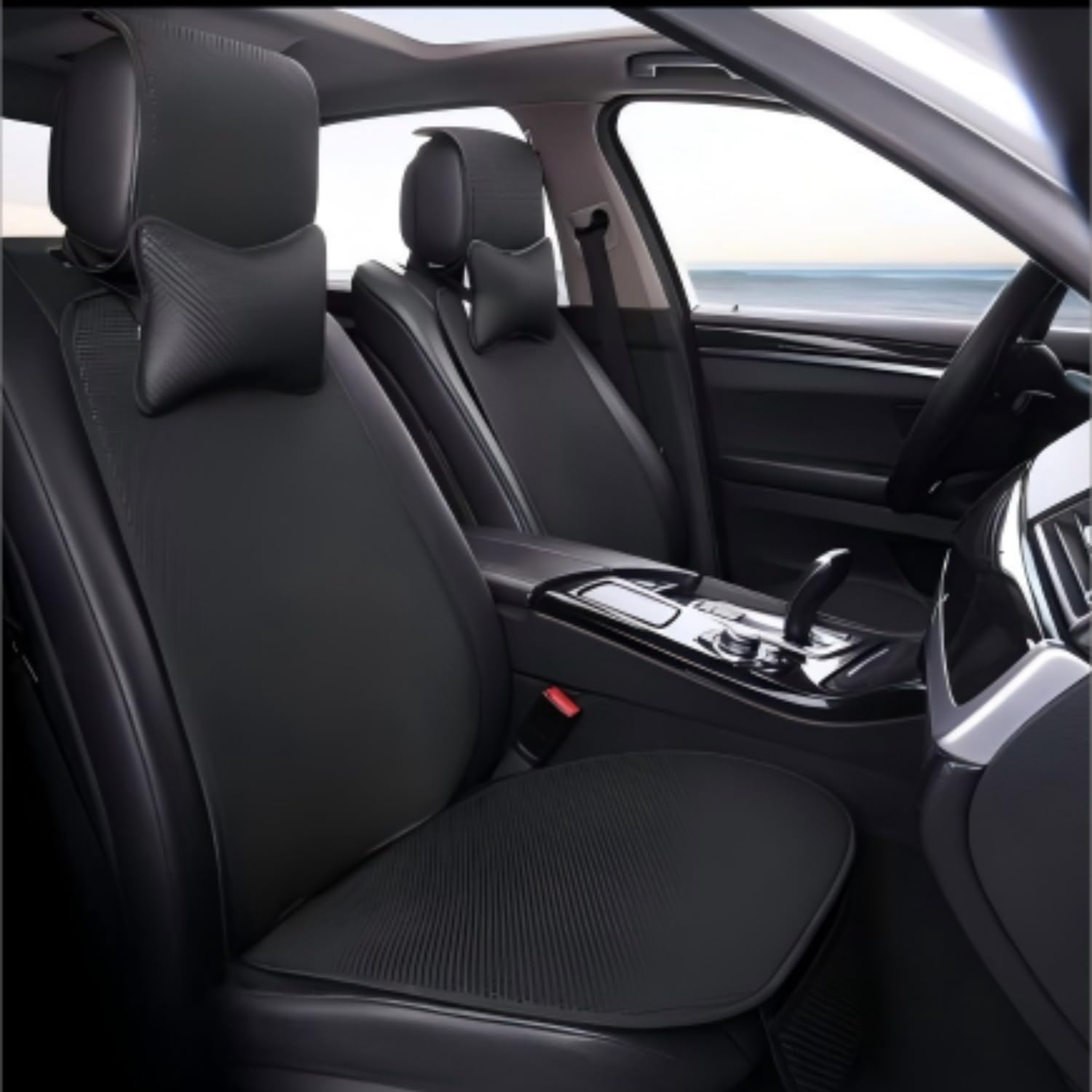 Woniyal Cooling Car Seat Pad suitable for Fiat Punto Evo | Typ 199 | Bj. 2009-2011, Seat Mat Summer Airflow Seat Guard Non-Slip Comfort Cover Mesh Design Non-Slip Base,Black-Front seats