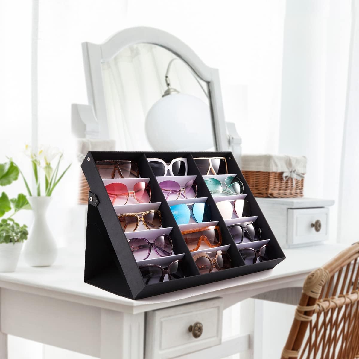 TRIUMPH VISION Sunglasses Organizer Storage Eyeglasses Holder - Multiple Glasses Case Box Eyewear Case with Lid