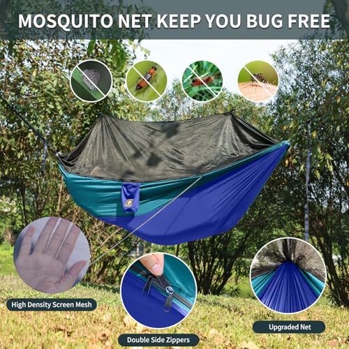 Image of Hammock for Kids, Camping Hammock with Mosquito Net, Lightweight Nylon Portable Hammock with 10ft Tree Straps,Children Hammocks for Travel Hiking Backpacking Beach Patio