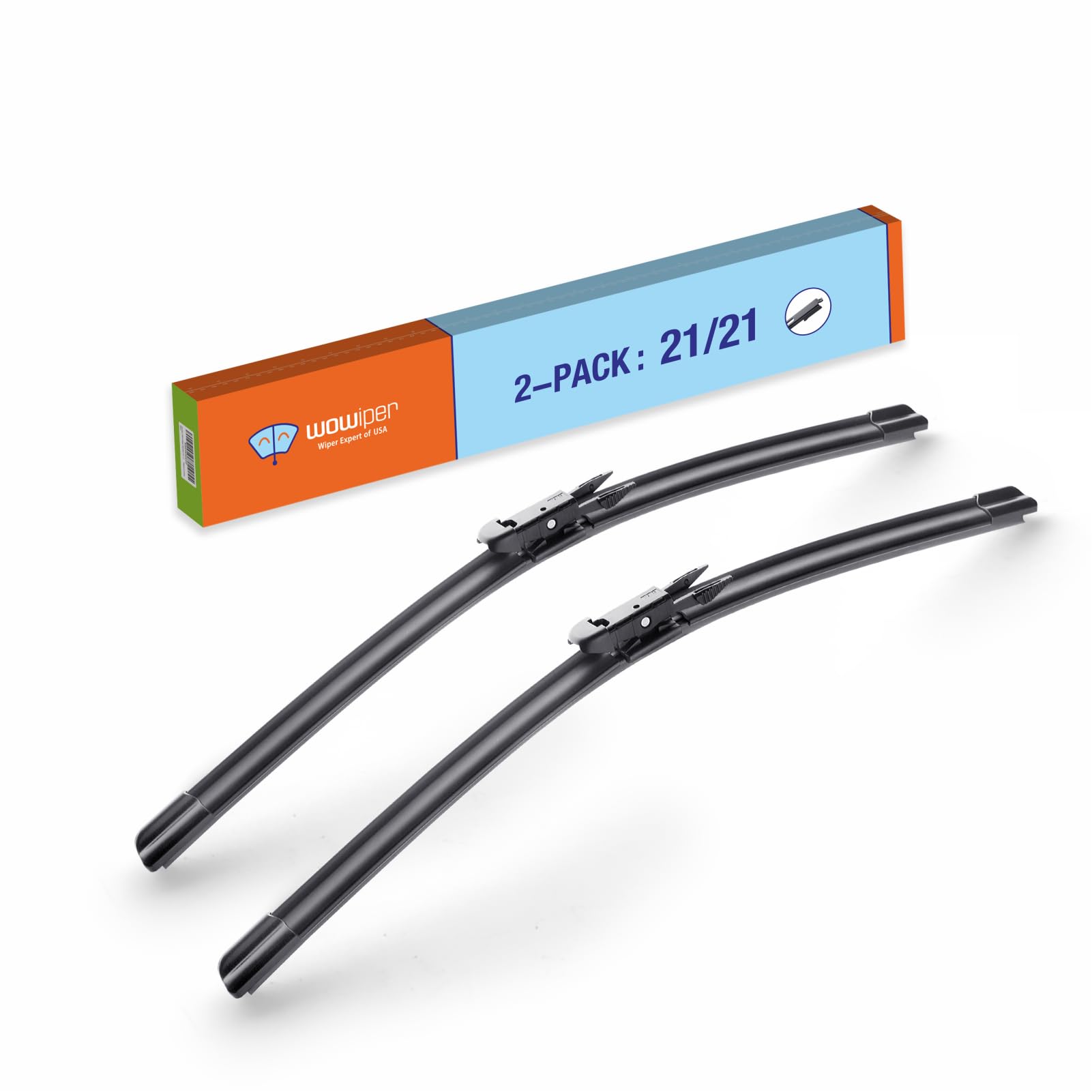WOWIPER OE Quality Windshield Wiper Blades - 21 and 21 inch (Set of 2), All-Season Automotive Windshield Wiper Blades Replacement for Audi TT 2014 2013 2012 2011 2010 2009 2008 2007 +More (Pinch Tab)