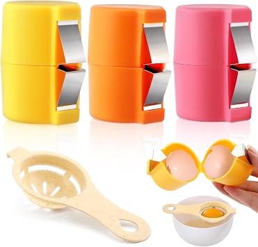 3pcs Egg Shell Opener,Handheld Egg Cracker Tool Hard Boiled Eggs Peeler,No Mess Easy EggOpener,Yolk White Separator,Portable Eggshell Opener Remover for Home Dorm Kitchen Baking