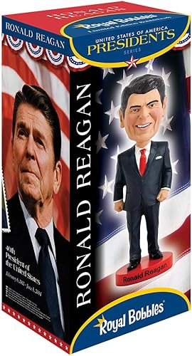 Miniatura 5 de Royal Bobbles Ronald Reagan Bobblehead, figura realista de poliresina premium, número de serie único, detalles exquisitos