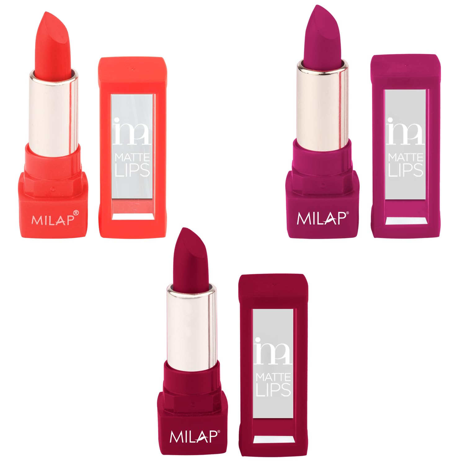 MILAP9 to 6 Matte Lipstick (Full Panic, Live It Up, Laroosh)