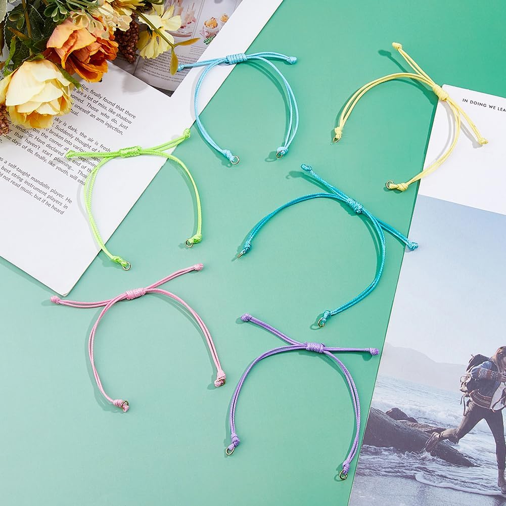 DICOSMETIC 30Pcs 6 Colors Adjustable Bracelets Making 10-3/8 Inch Cord Bracelet Bulk Half Finished Bracelet Waxed Polyester Braid Cord Bracelets Rope Thread with Jump Rings for Jewelry Making - Image 4