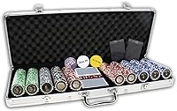 Vista 3 de DA VINCI Masterworks - Juego de fichas de póquer con 500 fichas con denominaciones, 2 mazos de cartas, 3 botones de distribuidor y 2 tarjetas