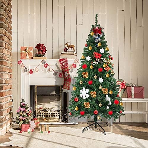 HERRON Christmas Tree Artificial Premium Spruce Hinged Xmas Tree with Metal Stand for Indoors&Outdoors (6ft)
