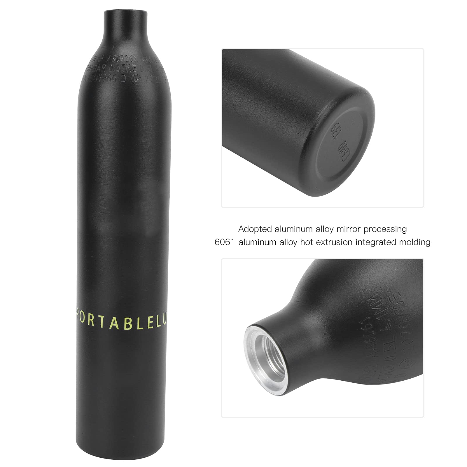 VGEBY Bombola di Ossigeno per Immersione, Bombola per Bombola da 0,5 L Bombola di Ossigeno per Immersione per Immersioni con Regolatore per Immersione(Nero) immersione