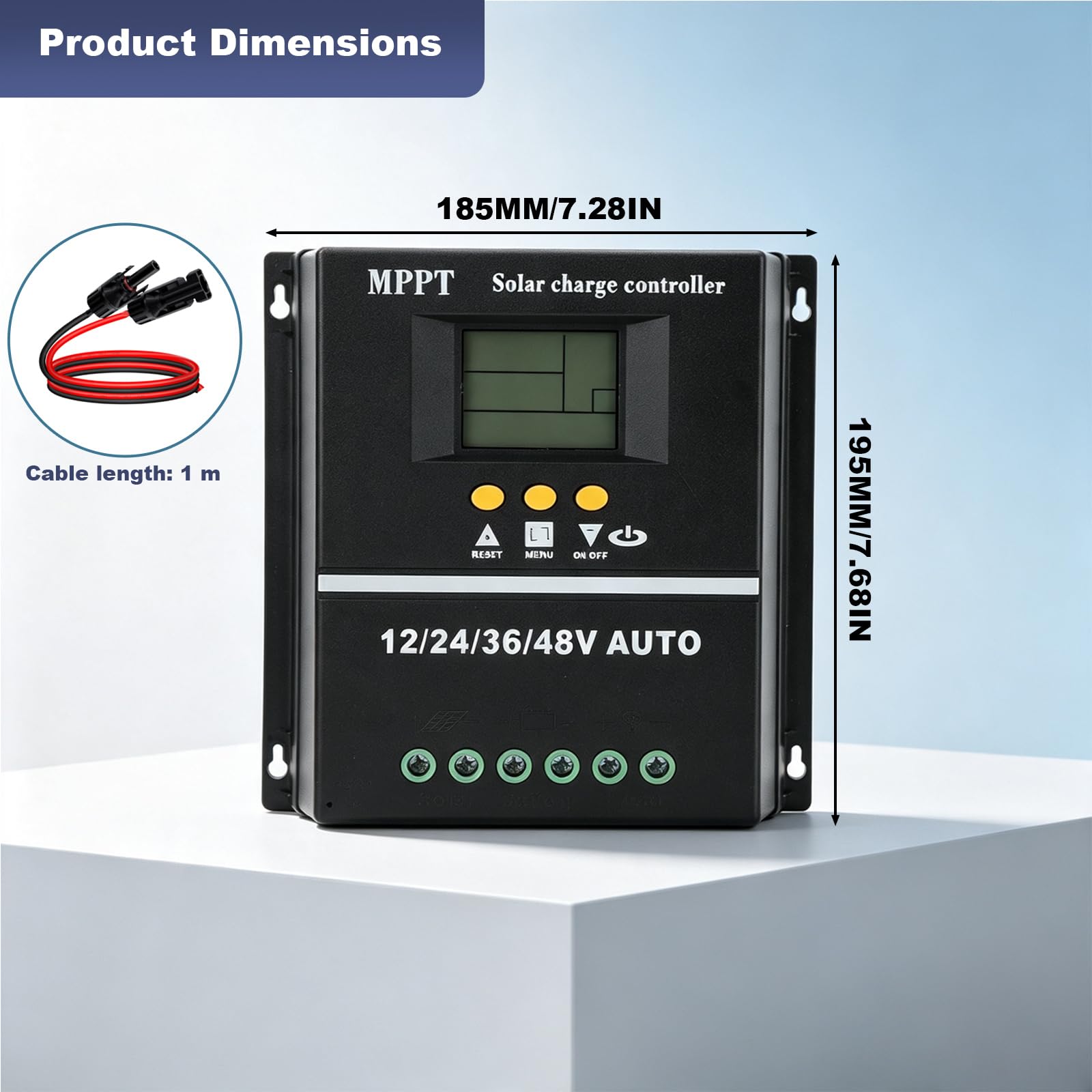 Régulateur de charge solaire MPPT 100 A 12 V 24 V 36 V 48 V Écran LCD 9
