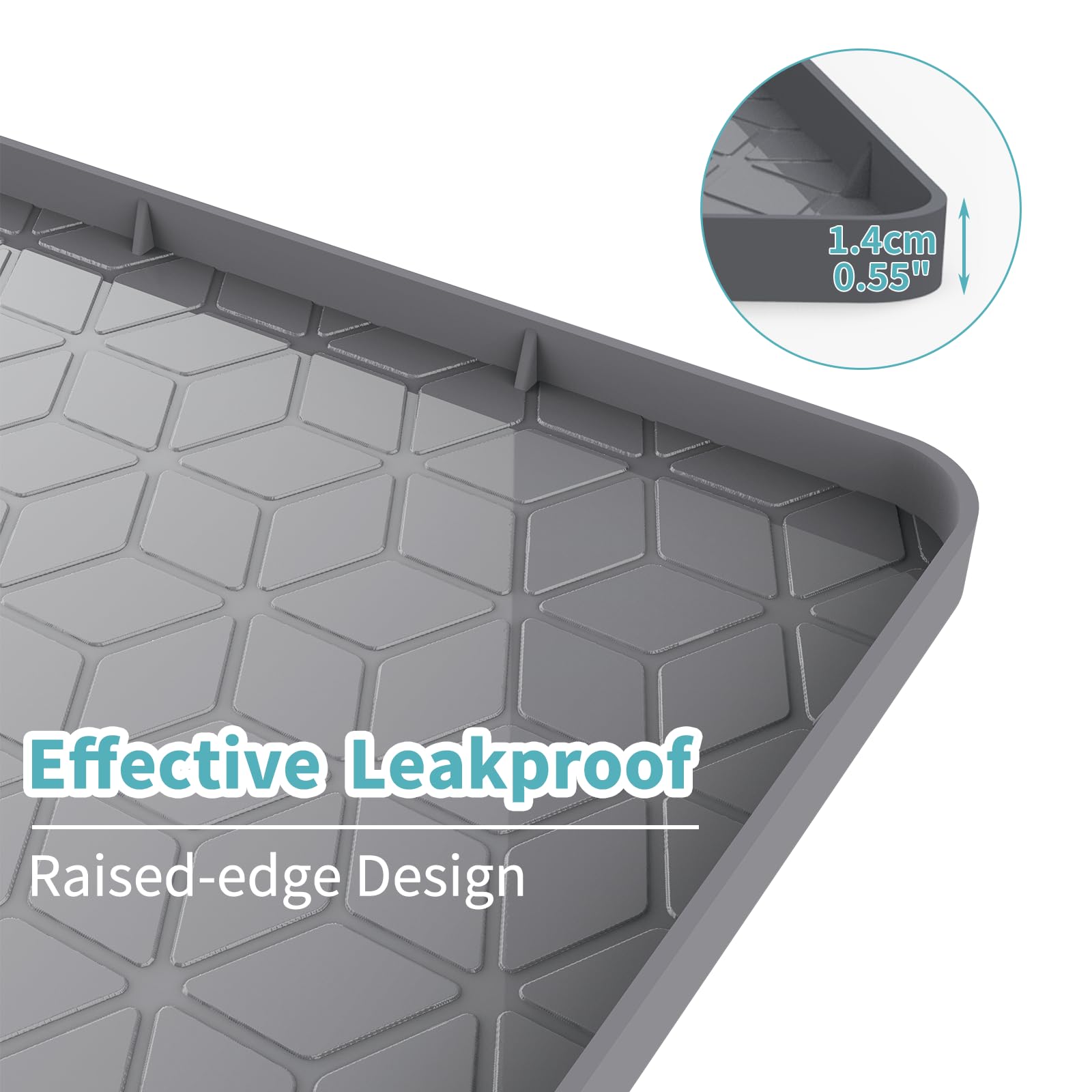 Anzfy Cat Litter Mat, 34" x 22" Silicone Cat Mat for Litter Box, Silicone Cat Litter Box Mat for Scatter Control, Easy Clean, Waterproof and Non-Slip(Grey) - image 3