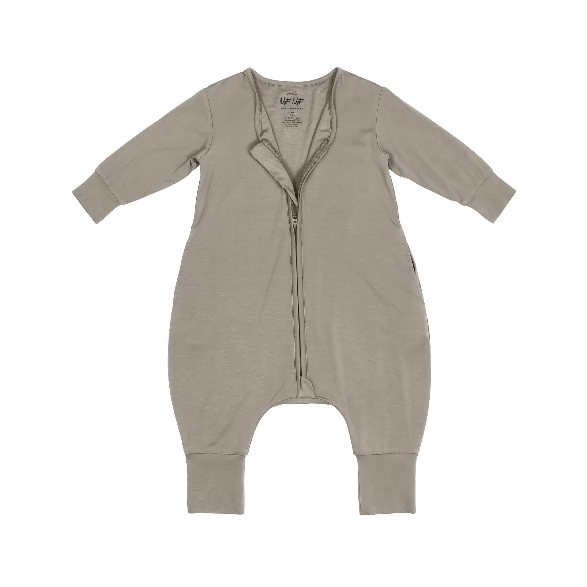 Nyte Nyte Baby- 0.5 TOG Taupe, 18 to 36 Months SnuggleSack Sleep Sack Rumper W Sleeves, Adjustable Feet Cuffs & Anti-Slip Grip