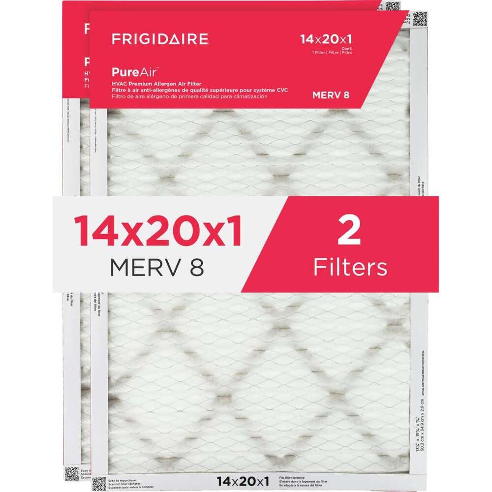 Filtre à air CVC MERV 8 Frigidaire PureAir de 14x20x1 anti poussière pour maison saine lot de 2