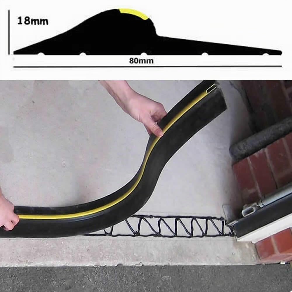 Bande d’étanchéité universelle pour porte de garage avec adhésif puissant - Bas de porte en caoutchouc DIY - Seuil de porte de garage étanche