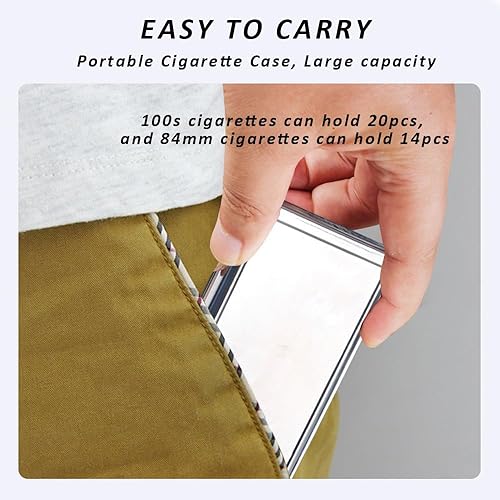 Miniatura 4 de Estuche de metal para cigarrillos  Soporte portátil de doble cara con clip de resorte para 14 cigarrillos regulares, 20 cigarrillos de 3.937 in,