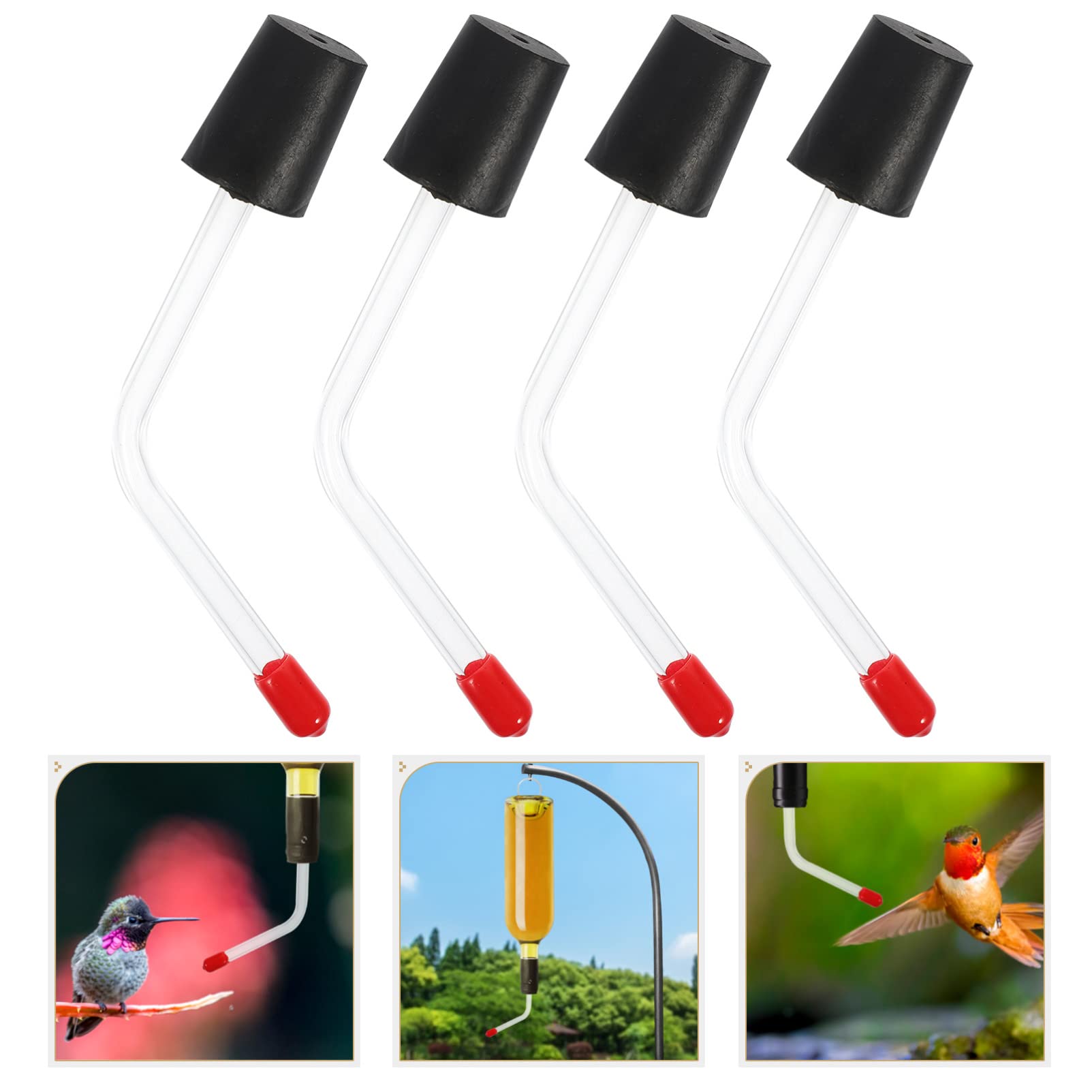 Yardwe 5 Juegos Comedero De Colibrí Comedero para Pájaros con Ventana Transparente Bebedero para Pájaros De Hormigón Bebedero Pajaros Jardin Atracción De Colibríes Tubos De 4 Uds * 5