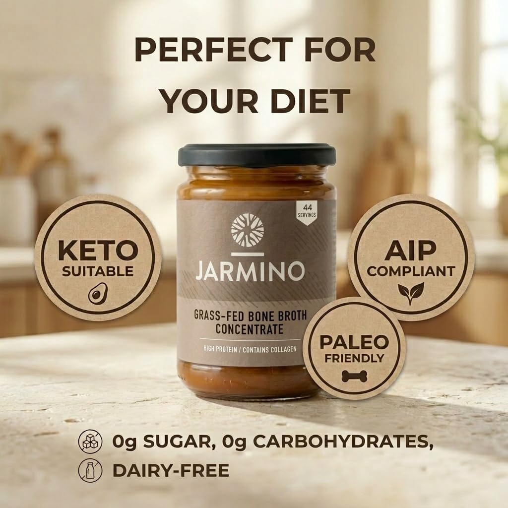 JARMINO Bio Knochenbrühe Konzentrat Bundle – Huhn & Rind, 2er Pack (200g & 220g) – Kollagenreich, Freiland & Grasgefüttert, Keto, Paleo, Natürliche Proteine & Aminosäuren