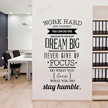 GADGETS WRAP Wall Decal Vinyl Sticker Never Give Up Work Hard for Office Home Wall Decoration