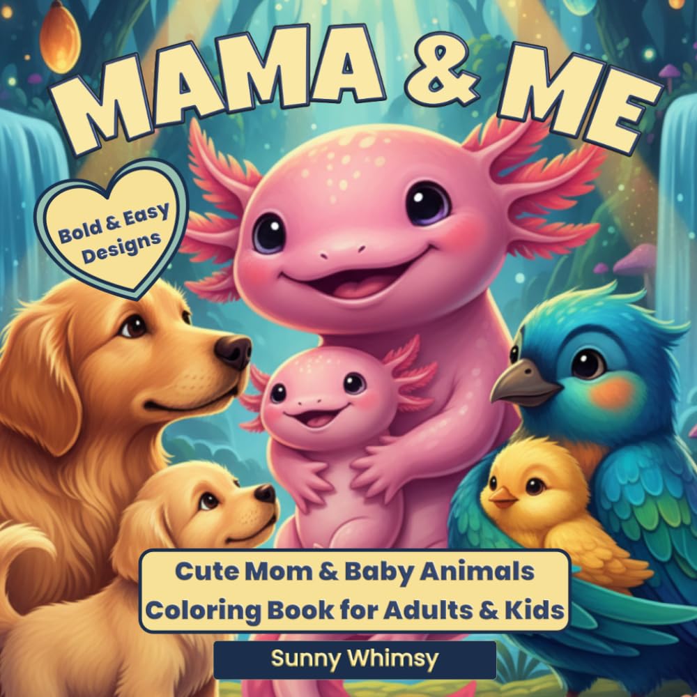 Mama and Me: Cute Mom & Baby Animals Coloring Book | Bold & Easy Designs for Adults & Kids