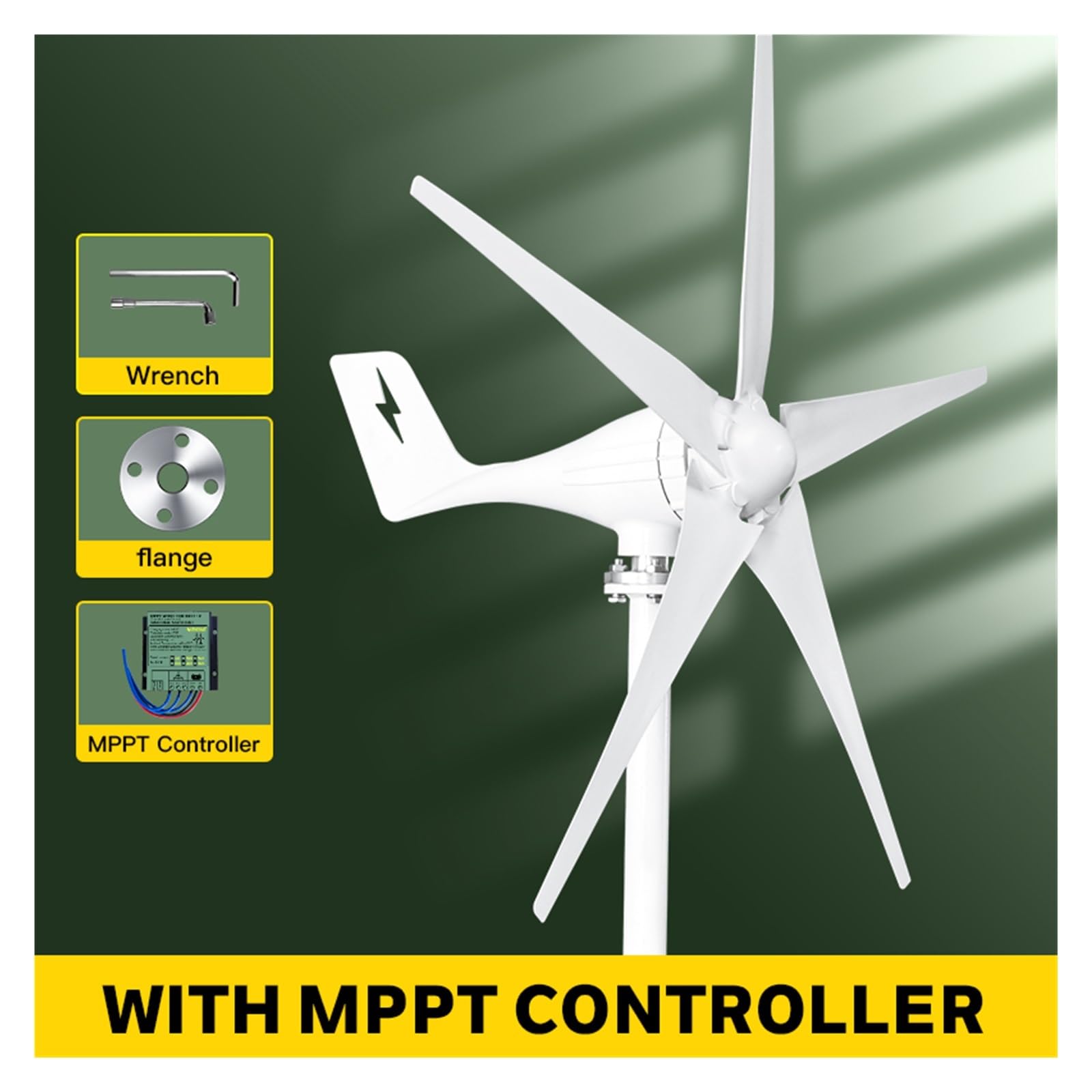 Éolienne Fltxny - 2000 W - 48 V - 8 pales avec contrôleur