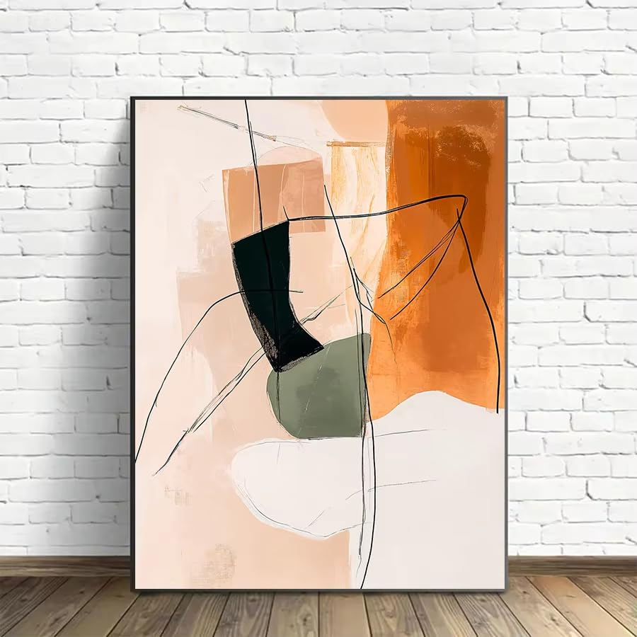 Toile orange AEFOUU 40x60 cm avec cadre intérieur pour salon