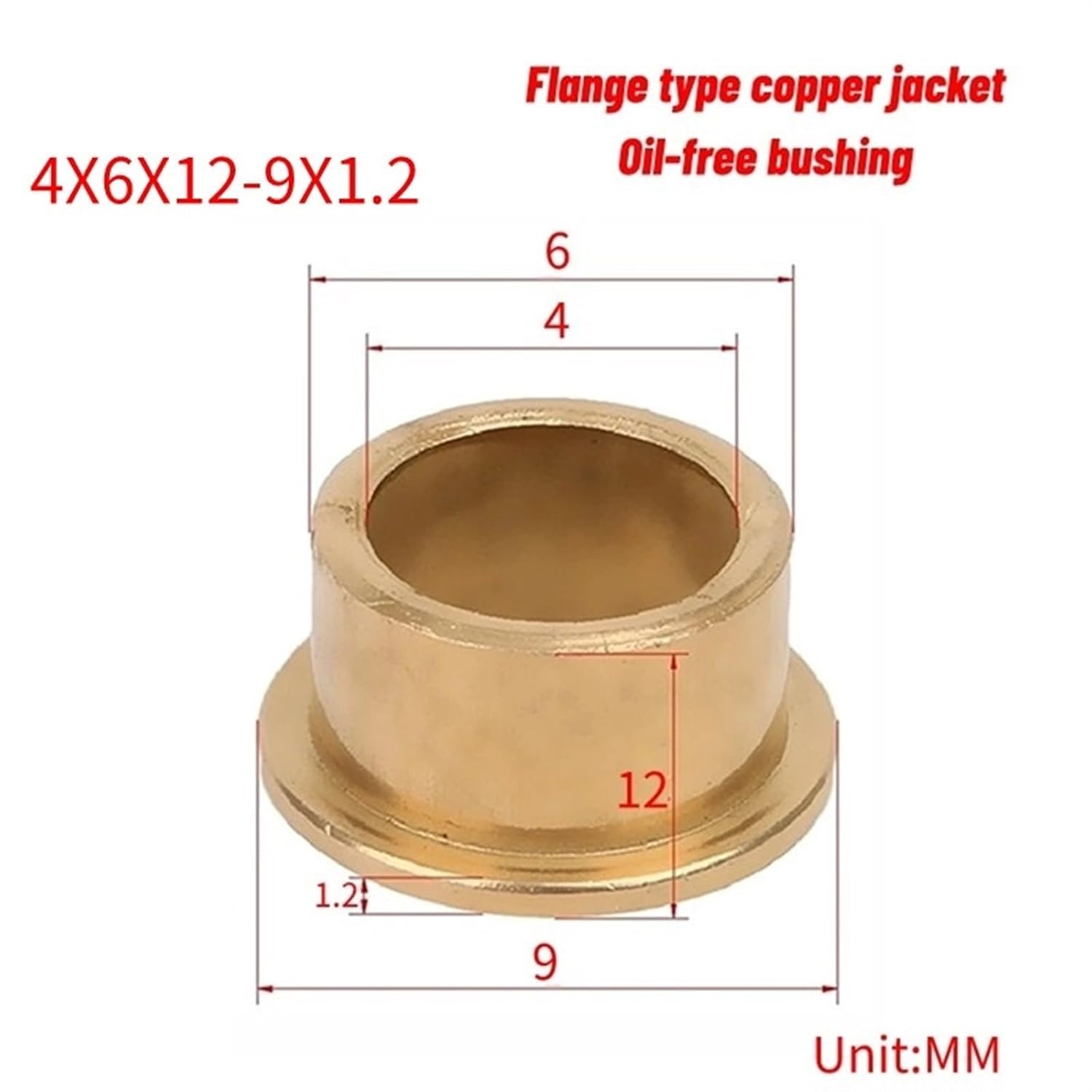 5PCS Inner Diameter 4MM Bearing with Edge Step Shoulder Flange Flange Bushing flanged Copper Sleeve(4X6X12-9X1.2)