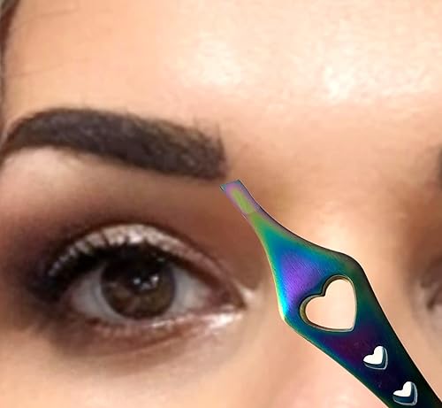 Miniatura 4 de Pinzas de doble punta 2 en 1 de arco iris, pinzas de precisión inclinadas afiladas para cejas y depilación encarnada, herramienta para el cuidado de