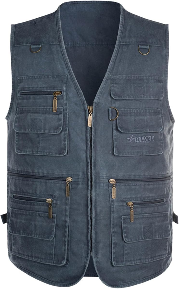 Chaleco Flygo para hombre talla extra 16 bolsillos para actividades de ocio al aire libre chaleco ligero para fotoperiodista de pesca