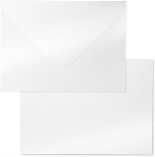 Miniatura 1 de Sobres blancos brillantes brillantes de 5.25 x 7.25 pulgadas, 100 unidades, sobres Goefun A7 Euro V con solapa con sello engomado para tarjetas de 5