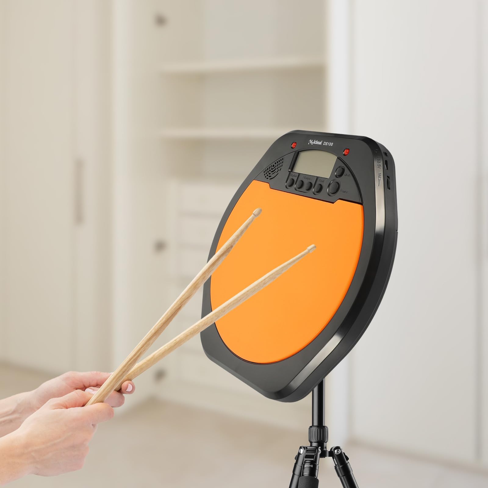 ULTECHNOVO Pad de Práctica Electrónico para Batería Metrónomo Digital, Pantalla Lcd, Ligero y Material Abs y Silicona para Entrenamiento de Bateristas