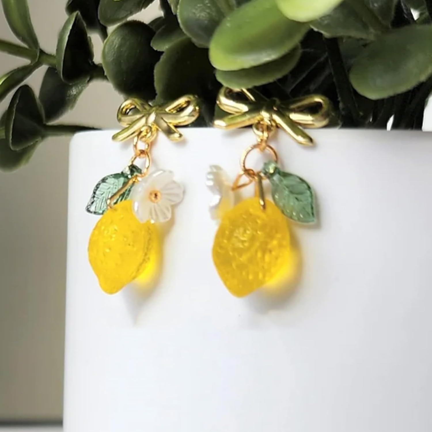 Lemon Earrings, Lime Lemons Earring Flower Leaf Dangle Earring Colorful Resin Unique Cute Funky Earrings For Women Daughter Sister Jewelry Gift - Image 5