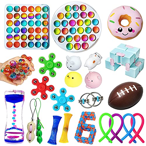 CIAOMEME Fidget Toys, Figetget Toys Pack, Sensory Toys Set with Hard Shell Pop it, Fidgets for Girls and Boys, Pack of Simple Dimple Fidget Popper and Squishy Toys