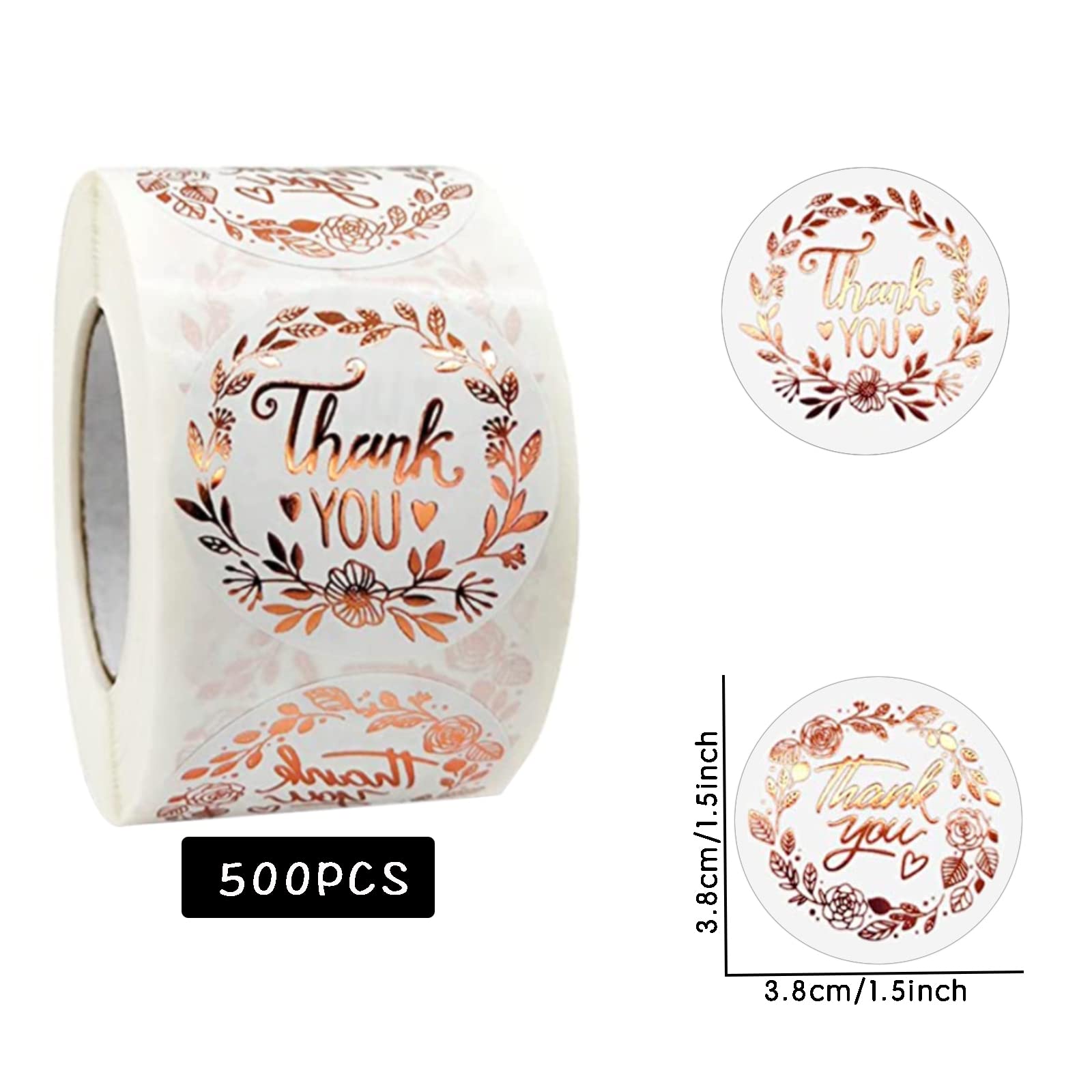 Thank You Rotolo 500 Pezzi Adesivo di Ringraziamento Adesivi Circolari Handmade Etichette Adesive Grazie per Sacchetti Imballaggio Sigillatura Buste Fai Da Te Decorativo