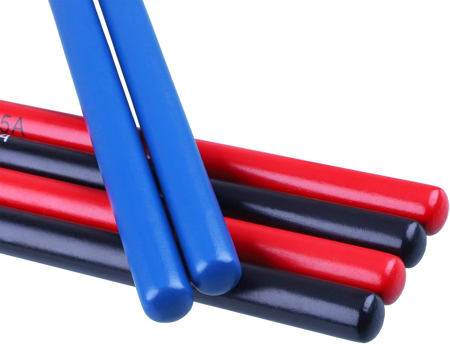 Antner 3 Pairs Drum Sticks 5A Classic Maple Drumsticks Wood Tip Drumstick for Student and Adult, Black/Red/Blue : Musical Instruments