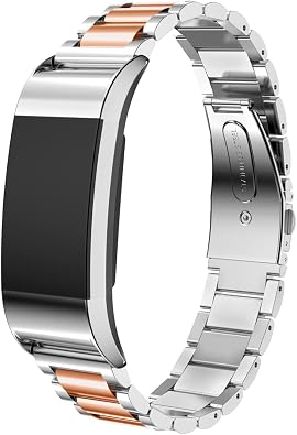 Metal Watchband Compatible with Fitbit Charge 2 Quick Easy Fit Stainless Steel Wristband Strap Replacement for Charge 2 Smartwatch Accessory