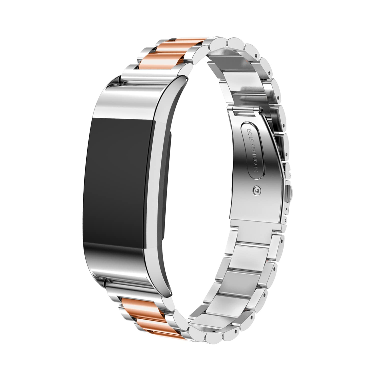Gheper Metal Watchband Compatible with Fitbit Charge 2 Quick Easy Fit Stainless Steel Wristband Strap Replacement for Charge 2 Smartwatch Accessory