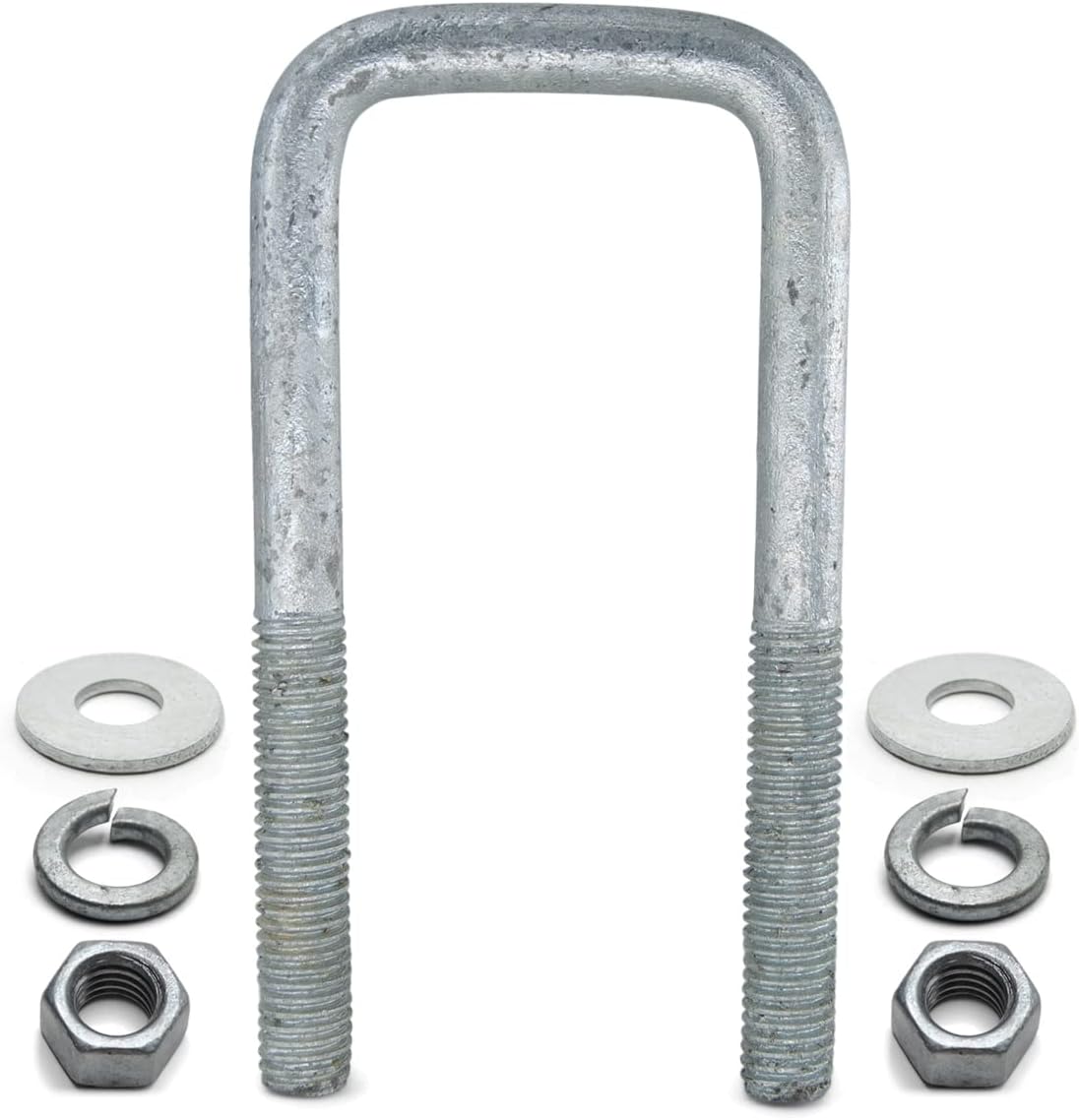 Sturdy Built Galvanized Trailer U-Bolt 1/2 inch x 2 inch x 5 5/16 inch with Hardware - Set of 4