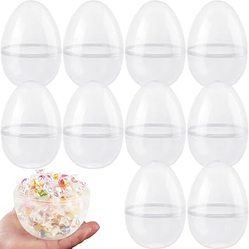 10 Pack 6 Inch/ 8 Inch Large Clear Plastic Eggs Jumbo Transparent Easter Eggs Fillable Big Plastic Easter Egg for Adult Kids Easter Hunt Party Decoration