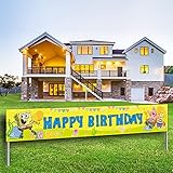 Large Sponge Themed Bob Happy Birthday Banner, Cute Sponge Shape Bob Bday Party Sign, Big Bday Party...