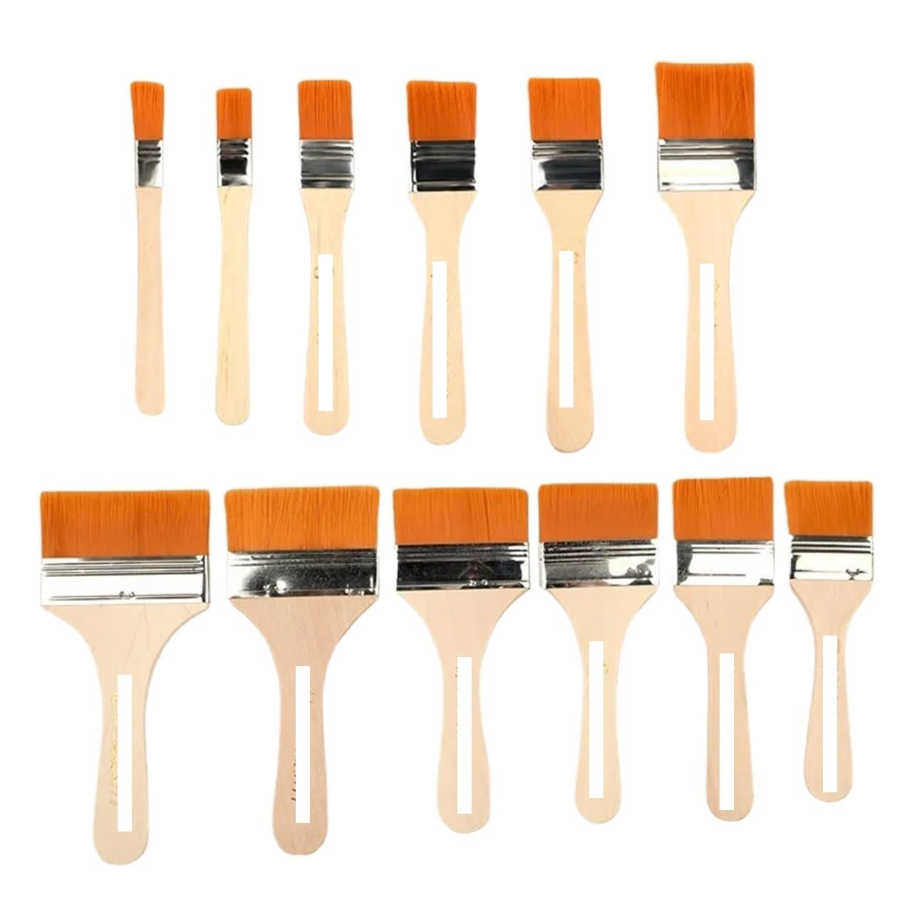 Pędzel malarski z drewnianym uchwytem, Zestaw 12 pędzli nylonowych do malowania akrylowego, olejnego, akwarelowego, drewnianych, malarskich(12pcs-yellow)