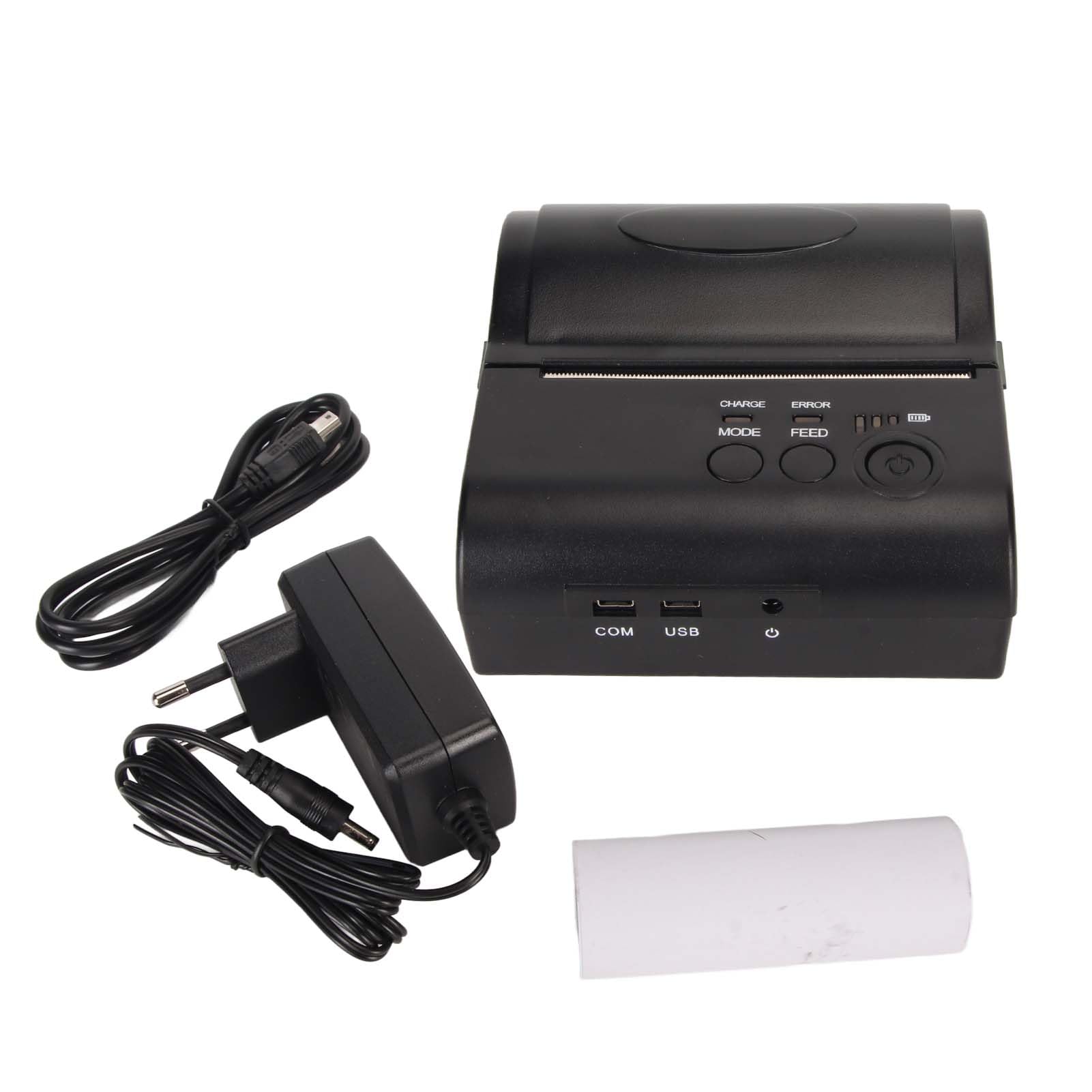 Impresora Térmica de Recibos Bluetooth Inalámbrica, Impresora Térmica de Recibos USB de 80 Mm, Impresora de Facturas Personal Portátil con Interfaz USB Compatible con Android (Enchufe de la UE)