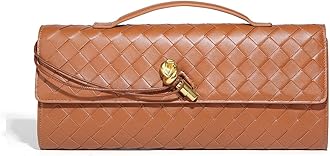 Trendy Woven Evening Clutch Purses for Women Evening Bags Handbags PU Leather Purse with Removable Shoulder Strap Bag