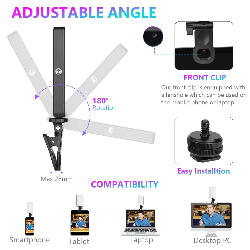 AXFEE Luce video, W140 RGB CRI95+ 2500K-9000K Dimmerabile Luce LED Fotografica, Pannello Luce LED, Ricaricabile USB con Batteria da 3100 mAh per Tiktok/Foto di Prodotti/videocamere DSLR, Fotografia