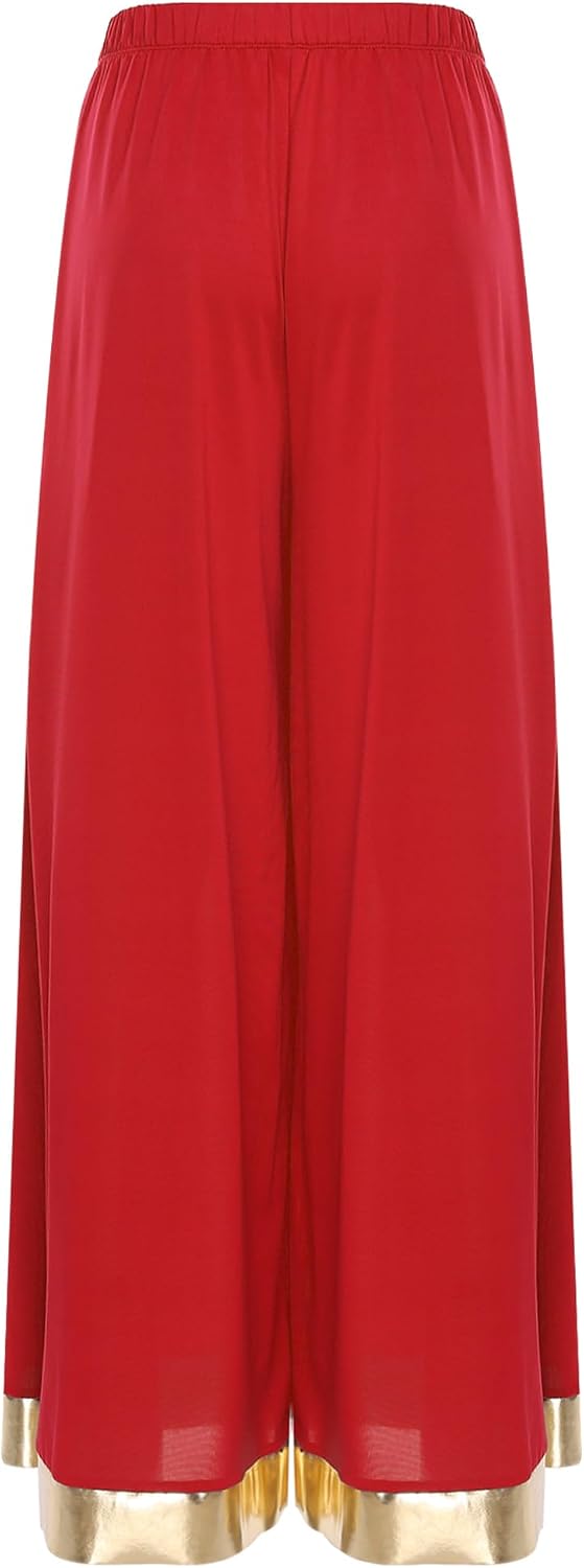 ACSUSS Dance Pants for Women Praise Dance Liturgical Dancewear Palazzo Pants Wide Leg Trousers