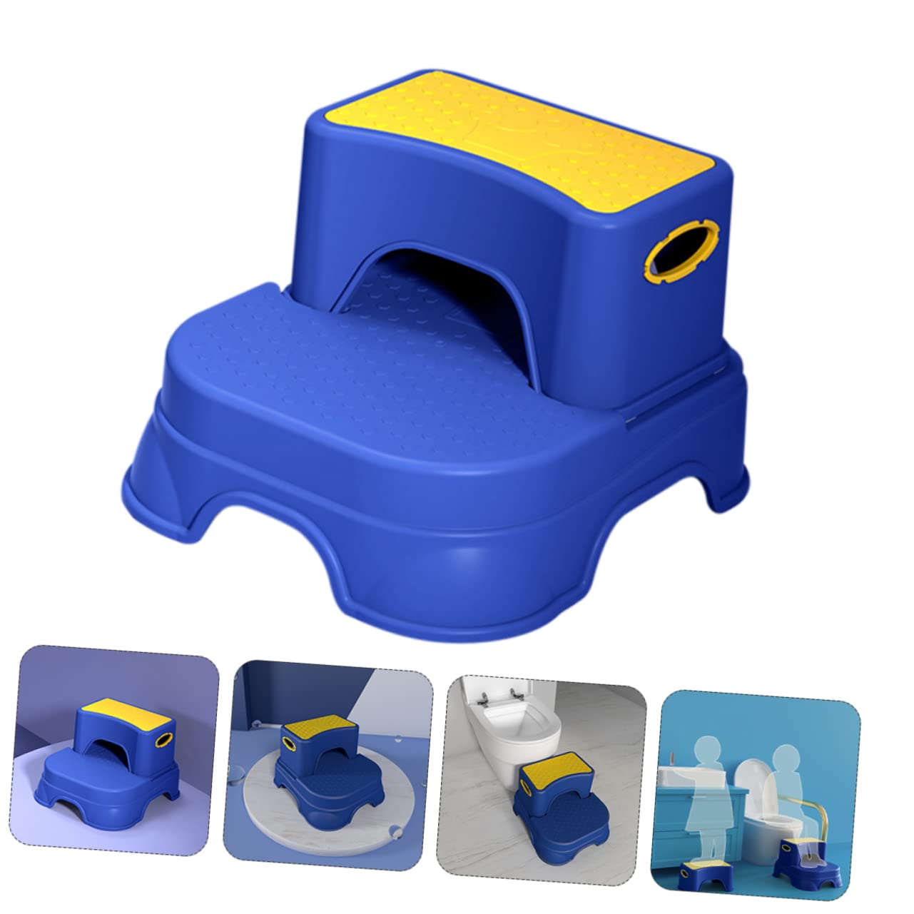 BESTonZON Taburete de Escalón Infantil Doble Antideslizante para Baño Sala de Color Amarillo y Azul Taburete de Seguridad para Pequeños