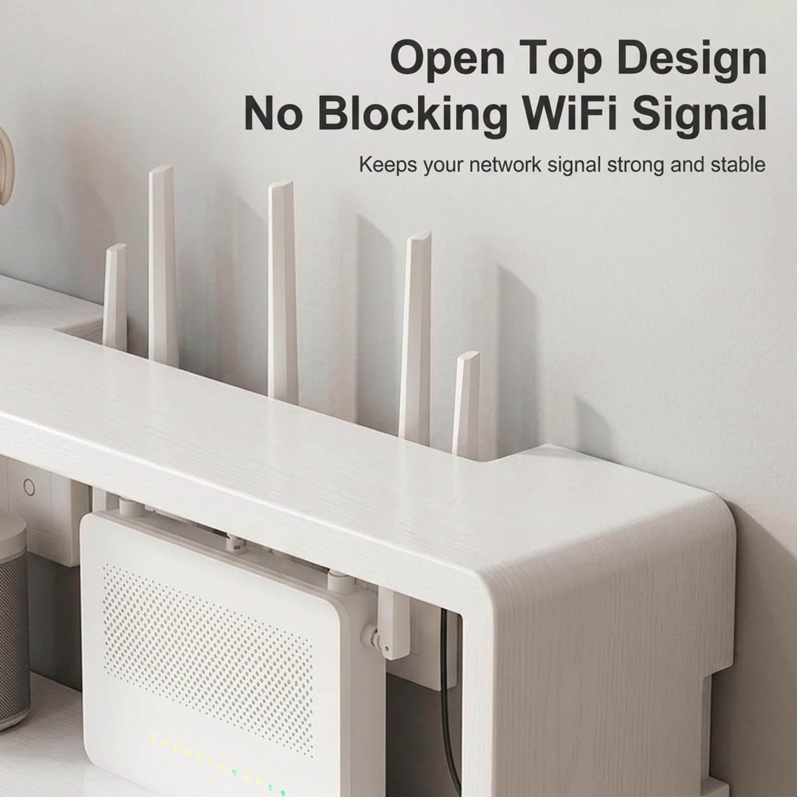 Mensola Router a Parete, Mobiletto WiFi Organizer per TV, Design Aperto